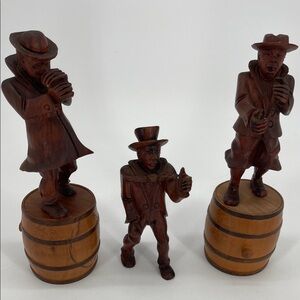 Vintage 80’s Black Forest Hand Carved Wooden Figurines Folk Art Style